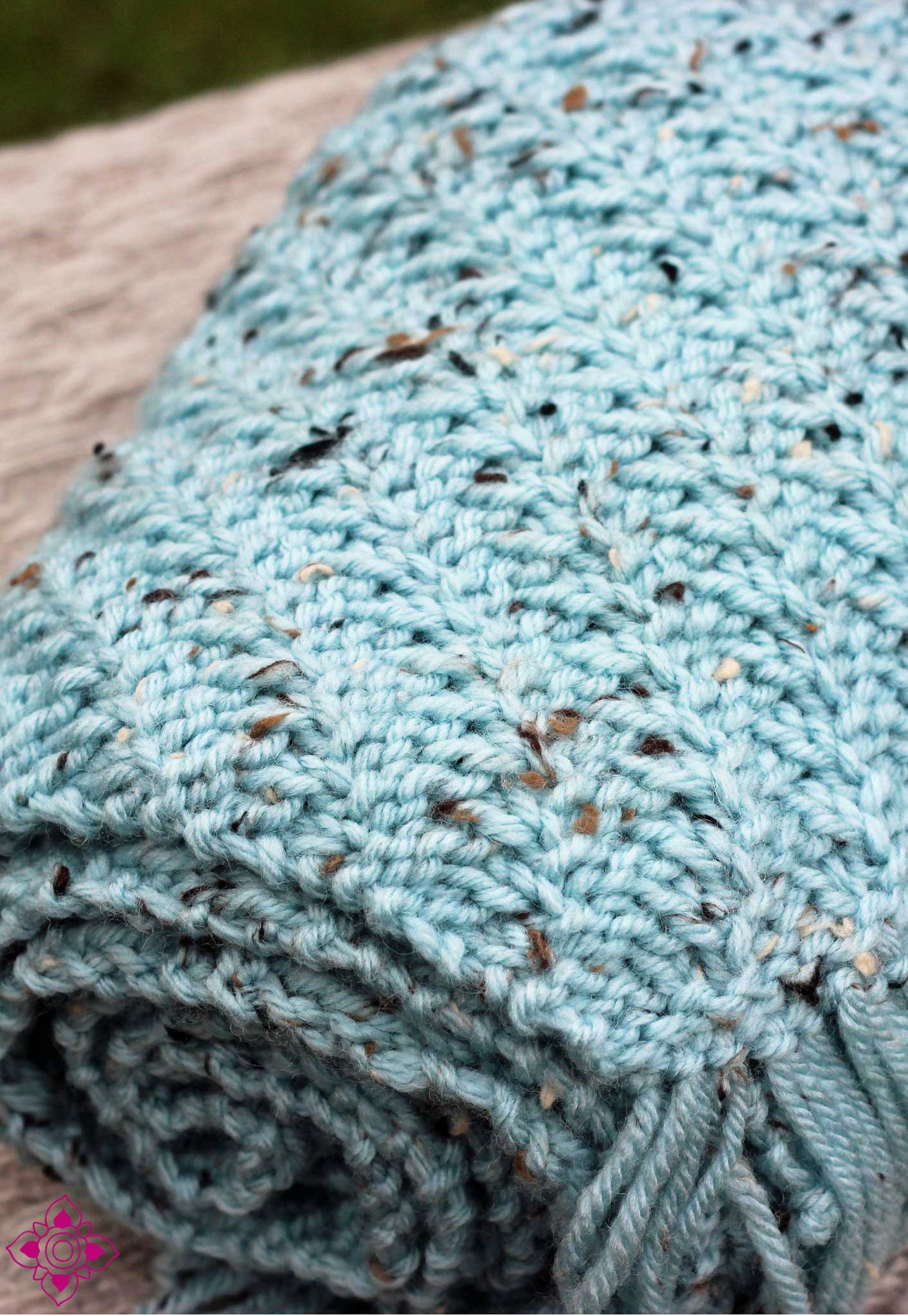 Sky Hand-Knitted Light Blue Scarf with Fringe